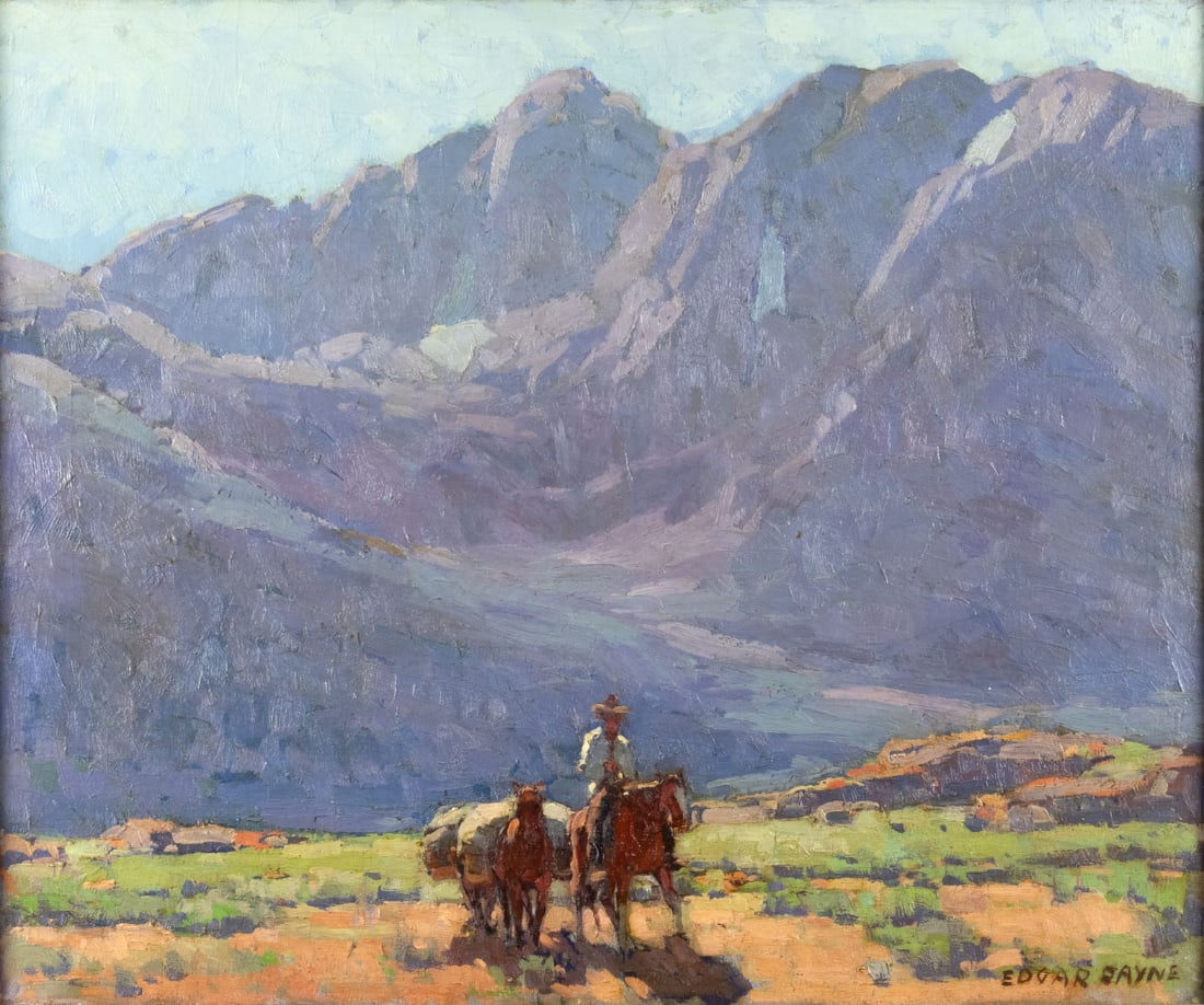 Edgar Alwin Payne (1883-1947), Packers: Edgar Alwin Payne (1883-1947) Packers Medium: oil on canvas Dimensions: 25 x 30 Framed/base dimensions: 30 5/8 x 35 1/2 x 2 1/4 Signature: signed lower right: EDGAR PAYNE Provenance: From a Private Co