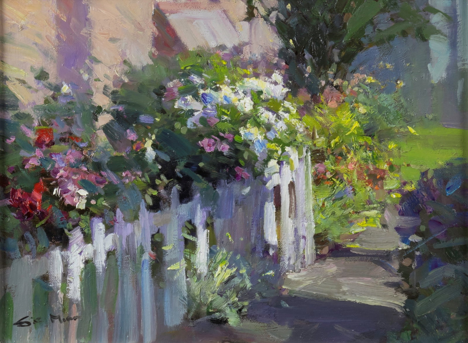 Mian Situ (1953- ), Untitled (Garden Gate): Mian Situ (1953- ) Untitled (Garden Gate) Medium: oil on canvas Dimensions: 9 x 12 Framed/base dimensions: 13 1/2 x 16 3/4 x 2 1/4 Signature: signed lower left: S (indecipherable) Mian Provenance: Pri