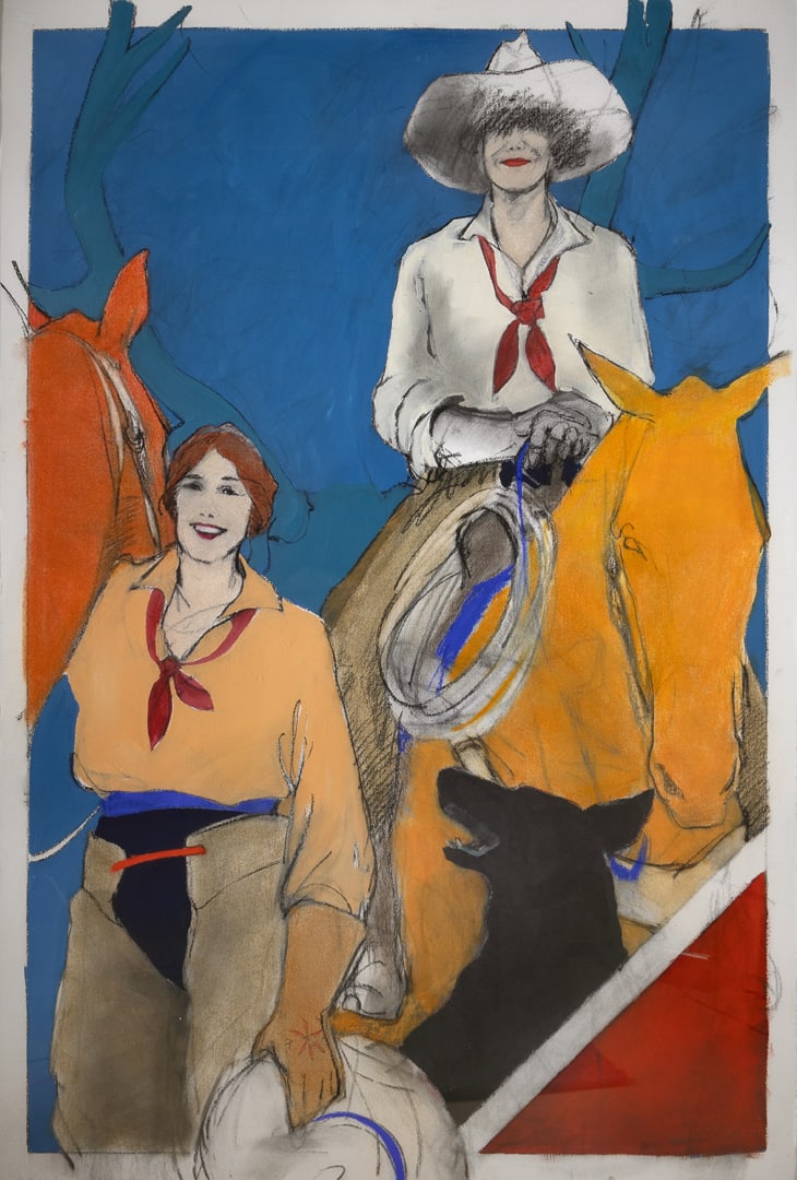 Donna Howell-Sickles (1949- ), Untitled (Cowgirls with Black Dog) (1 of 3)