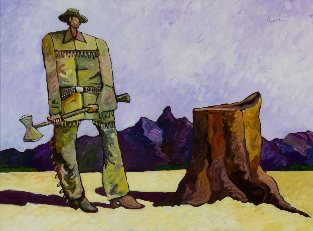 Thom Ross (1953- ), Shane and the Tree Stump (1 of 3)