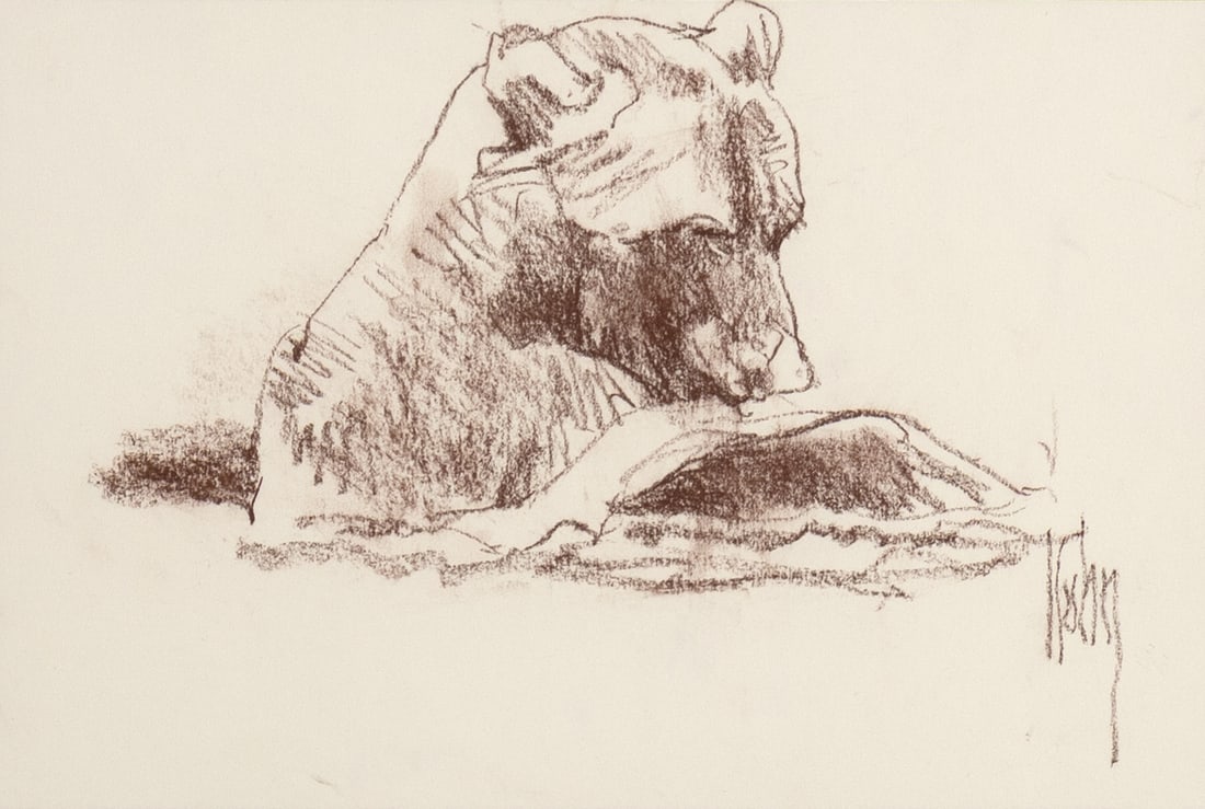 Bob Kuhn (1920-2007), Bear with Salmon (1 of 3)