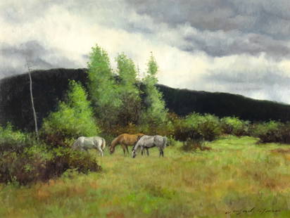 Lanford Monroe (1950-2000), Yampa Valley Spring, 1995: Lanford Monroe (1950-2000) Yampa Valley Spring, 1995 Medium: oil on board Dimensions: 18 x 24 Framed Dimensions: 24 3/4 x 30 7/8 x 1 3/8 Signature signed lower right: Lanford Monroe verso: titled, sig