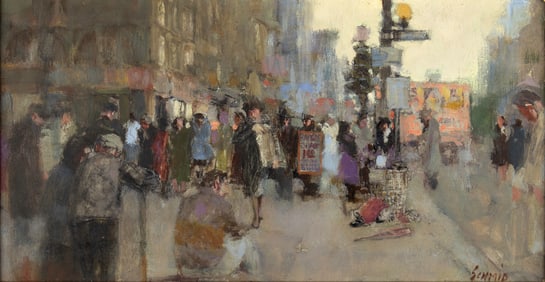 Richard Schmid (1934-2021), Bustling City Sidewalk