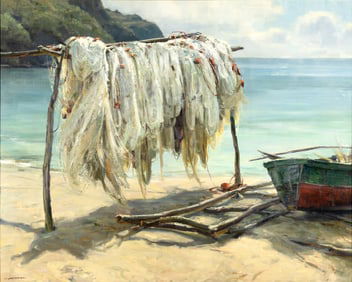Clyde Aspevig (1951- ), Drying the Nets, St. Lucia