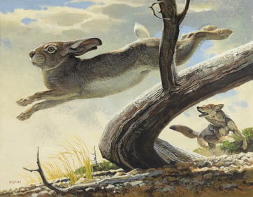 Bob Kuhn (1920-2007), Jack Rabbit and Coyote