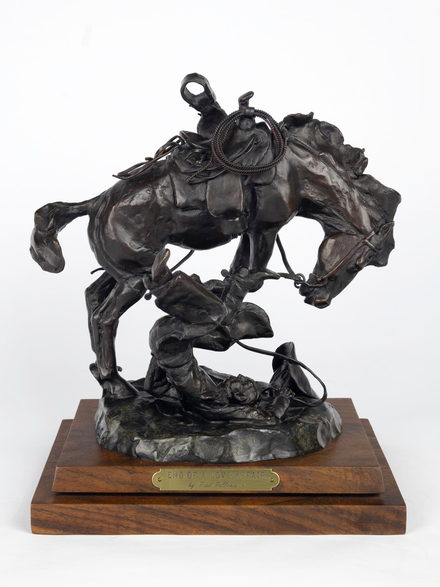 Fred Fellows (1934- ), End of a Love Affair: Fred Fellows (1934- ) End of a Love Affair Medium: bronze, 36/100 Dimensions: 9 x 9 1/2 x 7 Framed Dimensions: 11 x 9 1/2 x 7 5/8 Signature inscribed: Fellows (artist cipher) 36/100 Provenance From a