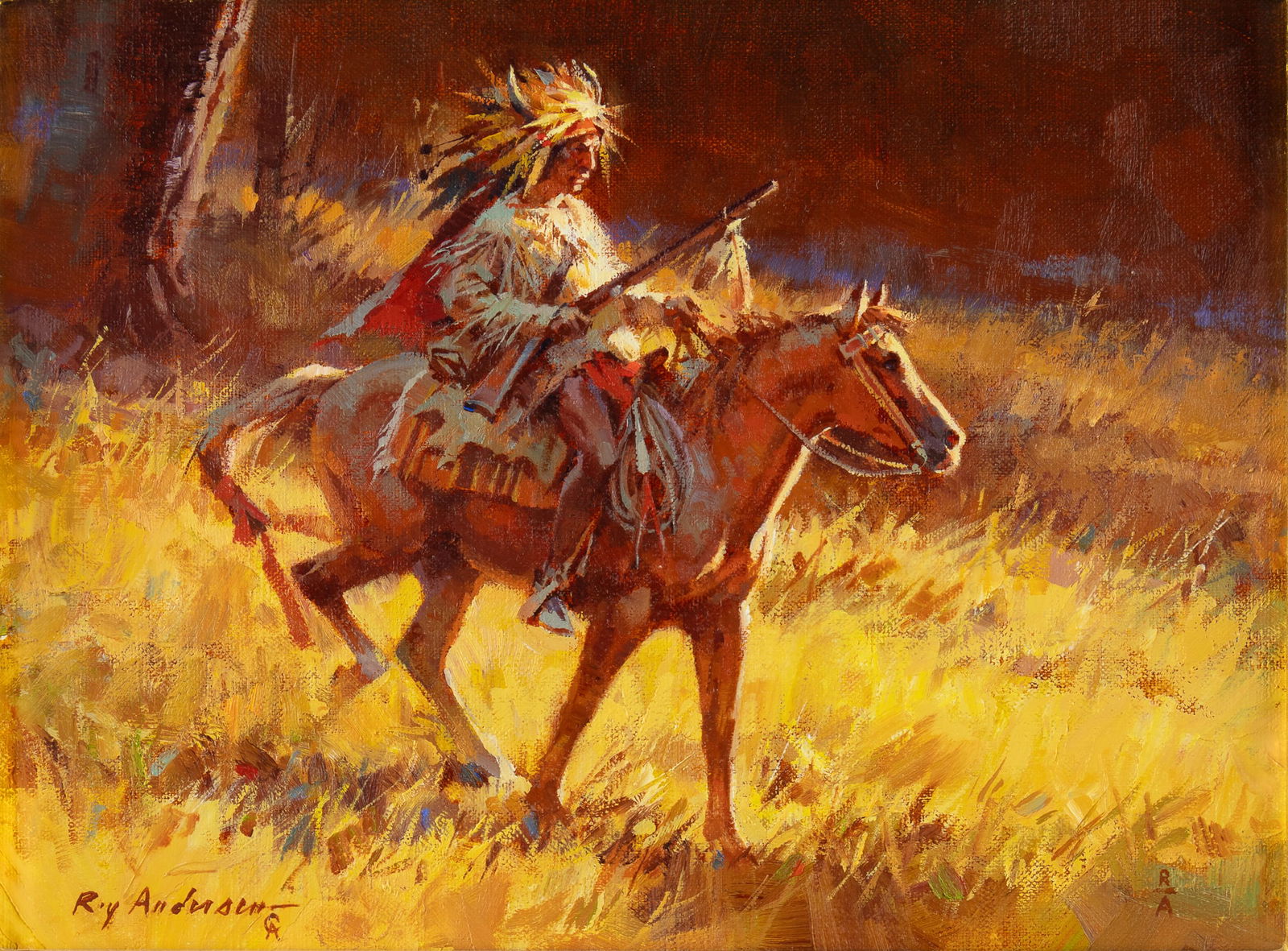 Roy Andersen (1930-2019), The Downslope: Roy Andersen (1930-2019) The Downslope Medium: oil on canvas Dimensions: 9 x 12 Framed Dimensions: 15 5/8 x 18 5/8 x 3 Signature signed lower left: Roy Andersen (artist cipher) Provenance From a Priva