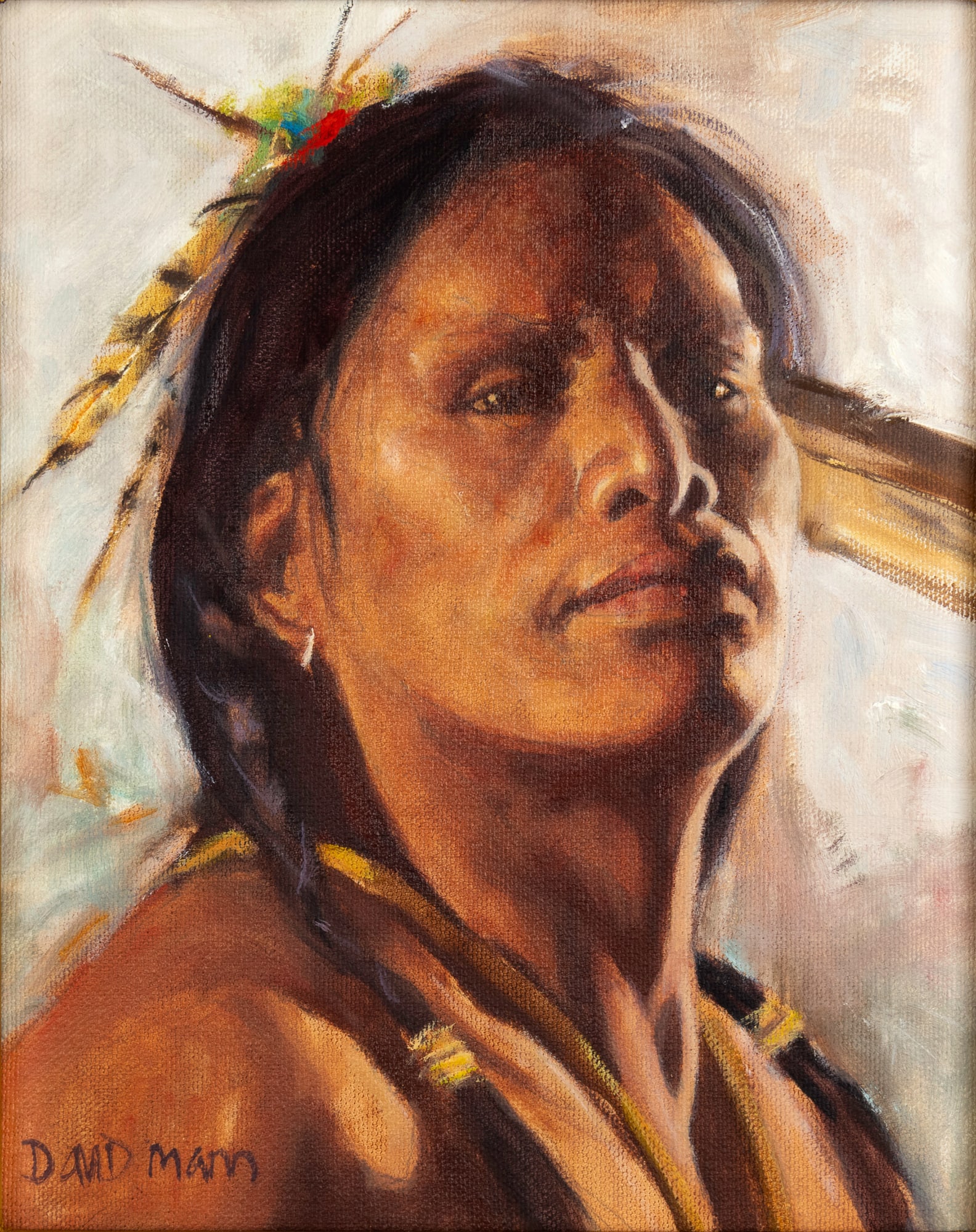 David Mann (1948- ), Dream Seer, 2004: David Mann (1948- ) Dream Seer Medium: oil on canvas Dimensions: 10 x 8 Framed Dimensions: 18 1/2 x 16 1/2 x 1 5/8 Signature signed lower left: David Mann verso: titled, signed and dated Provenance Fr