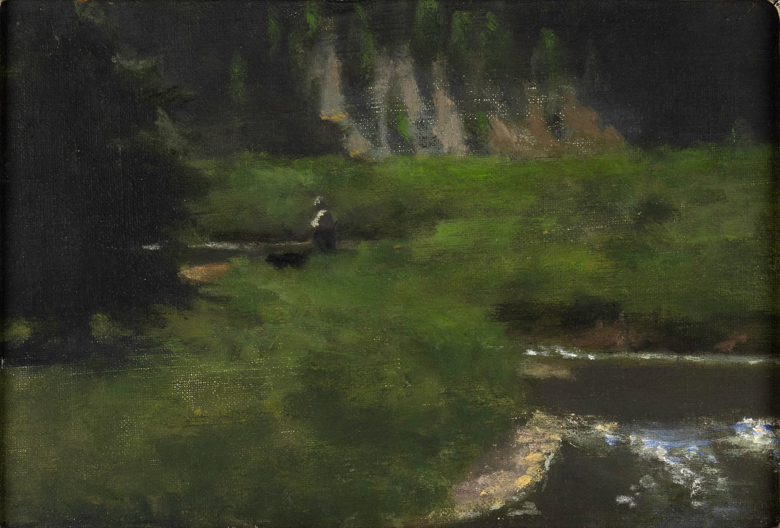 E. M. Saniga (20/21st century), Willows: E. M. Saniga (20/21st century) Willows Medium: oil on canvasboard Dimensions: 7 x 10 Framed Dimensions: 10 1/2 x 13 1/2 x 1 1/4 Signature verso: titled and signed Provenance Private Collection, Wilson