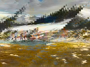 Paul Abram, Jr. (1933-2005), Mountain Pack on the Move