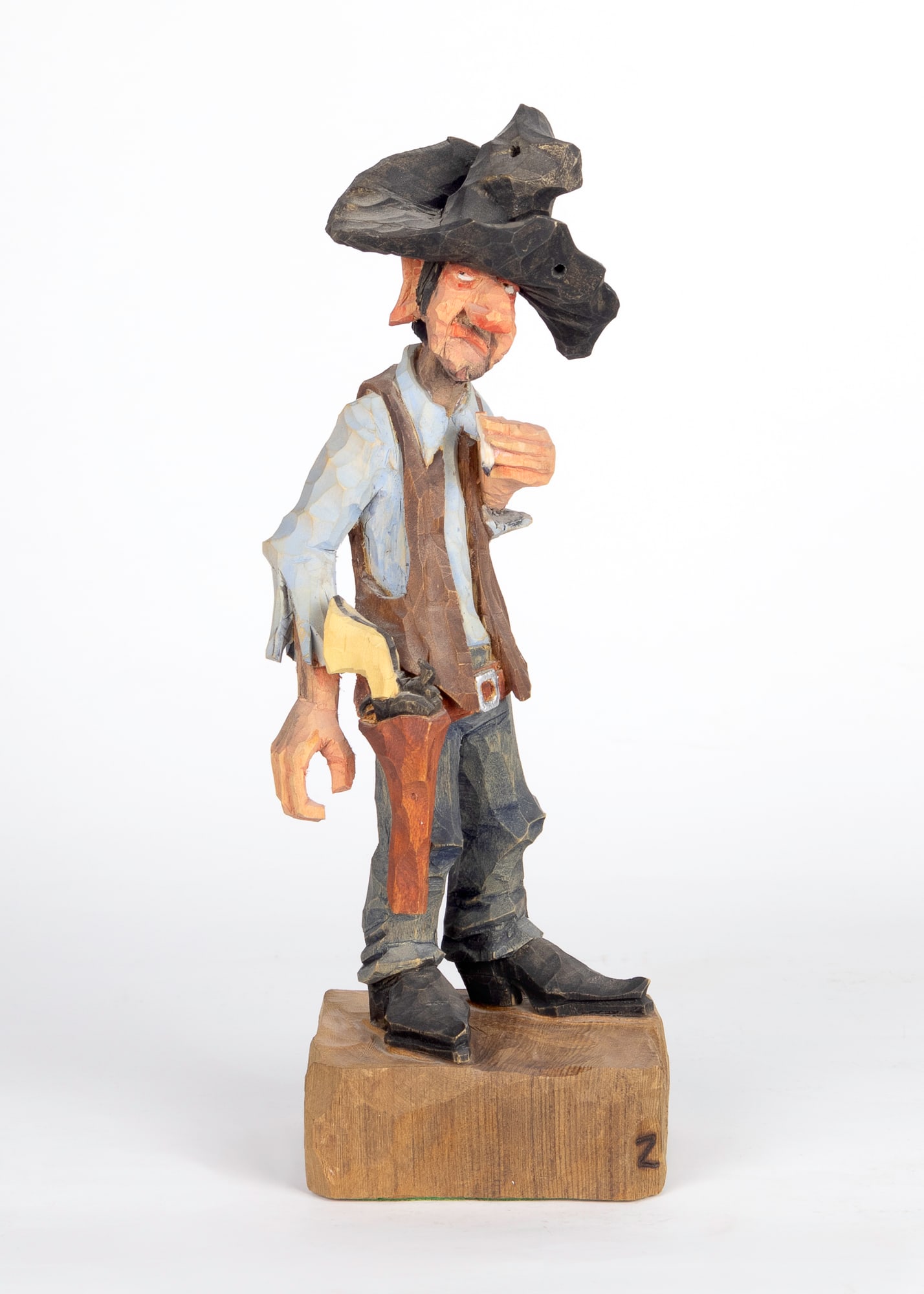 Gene Zesch (1932- ), Gunslinger: Gene Zesch (1932- ) Gunslinger Medium: wood Dimensions: 10 1/2 x 4 1/2 x 5 1/2 Signature inscribed: Z Provenance From a Private Collection