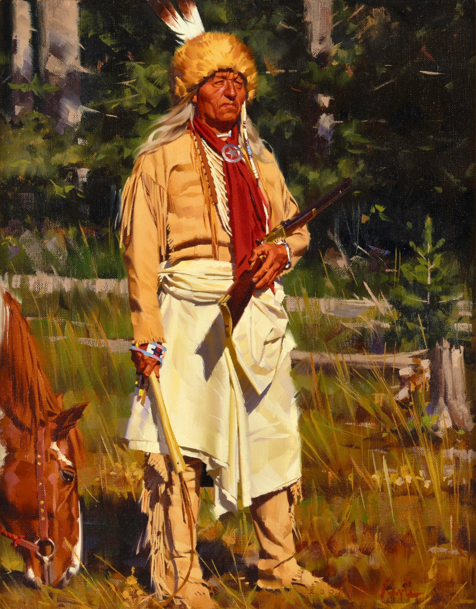 Stan Davis (1942- ), Some Time to Think, 2007: Stan Davis (1942- ) Some Time to Think Medium: oil on canvas Dimensions: 14 x 11 Framed Dimensions: 20 7/8 x 18 x 2 1/2 Signature signed and dated lower right: 2007 · © · Davis verso: titled, signe