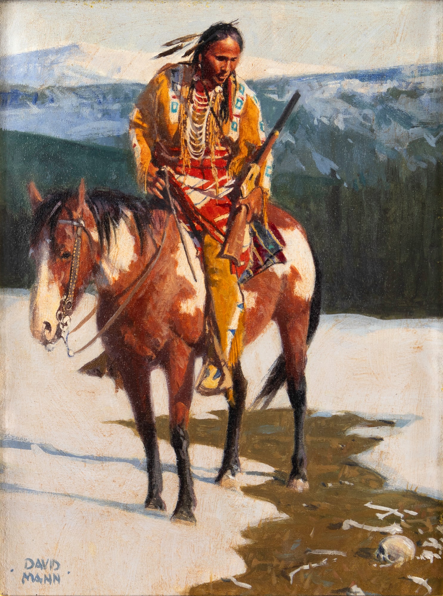 David Mann (1948- ), First Thaw, 2006: David Mann (1948- ) First Thaw Medium: oil on canvas Dimensions: 12 x 9 Framed Dimensions: 18 3/4 x 15 7/8 x 1 3/4 Signature signed lower left: David Mann verso: titled, signed and dated Provenance Fr