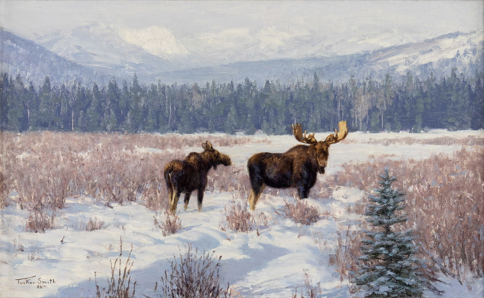 Tucker Smith (1940- ), Early Snows, 1986: Tucker Smith (1940- ) Early Snows Medium: oil on canvas Dimensions: 10 x 16 Framed Dimensions: 15 1/4 x 21 1/4 x 2 1/2 Signature signed and dated lower left: Tucker Smith 86 Provenance Colorado Histor