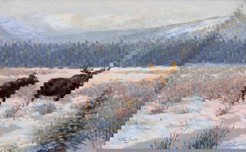 Tucker Smith (1940- ), Early Snows, 1986: Tucker Smith (1940- ) Early Snows Medium: oil on canvas Dimensions: 10 x 16 Framed Dimensions: 15 1/4 x 21 1/4 x 2 1/2 Signature signed and dated lower left: Tucker Smith 86 Provenance Colorado Histor