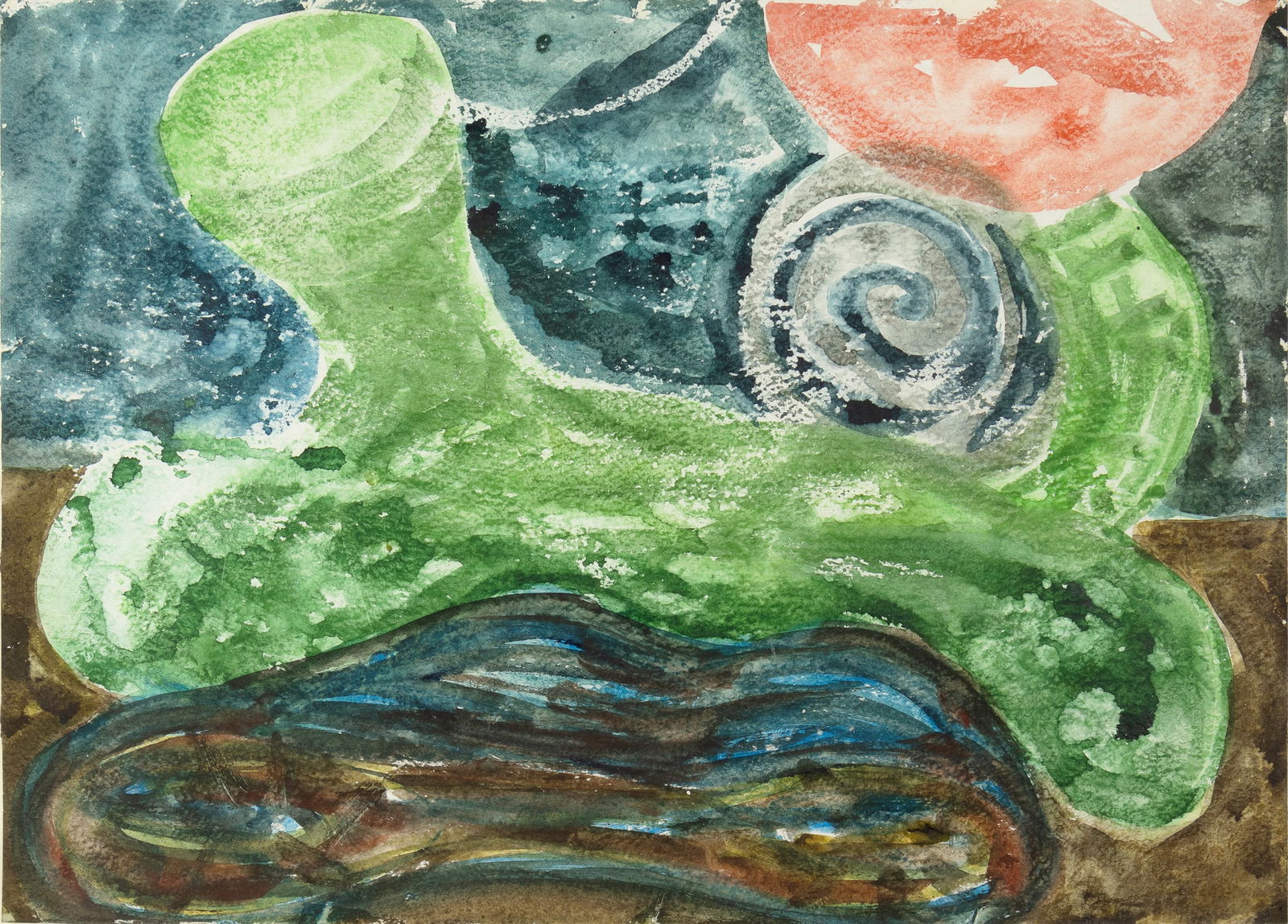 Bill Jensen (1945- ), Vanity (Study 1), 1990: Bill Jensen (1945- ) Vanity (Study 1) Medium: watercolor on paper Dimensions: 10 3/8 x 14 3/8 Framed Dimensions: 19 3/8 x 23 1/8 x 1 1/2 Signature unsigned Provenance Washburn, New York, NY (label ver