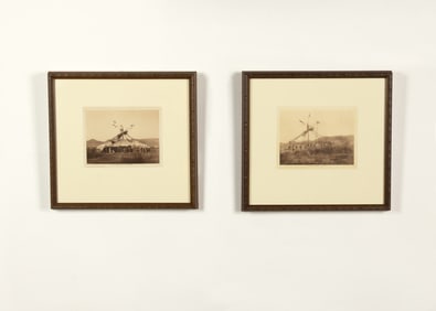 Edward Curtis (1868-1952): Two Photogravures: Building the Sunlodge - Cheyenne and Gray Dawn -