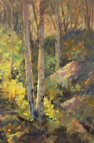 Tom Bluemlein (1948- ): Morning Aspens