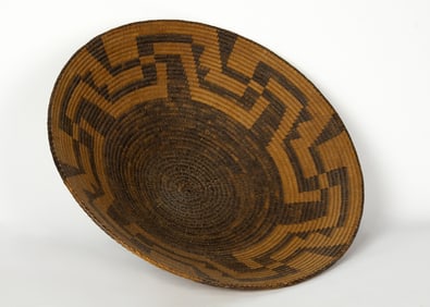 Unknown (20th Century): Pima Papago Basketry Tray with Four Winds Design, c. 1910