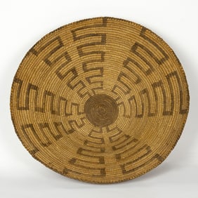 Unknown (20th Century): Pima Basketry Tray with Maze Design, c. 1900