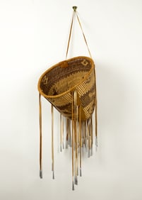 Unknown (20th Century): Apache Pictorial Burden Basket, c. 1950