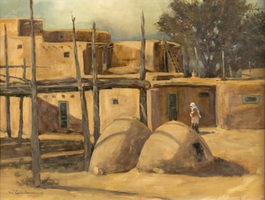 John Encinias (1949- ): Taos Pueblo, 1977