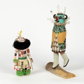 Unknown & P. Hobbs (20th Century): Two Kachina Dolls, c. 1990
