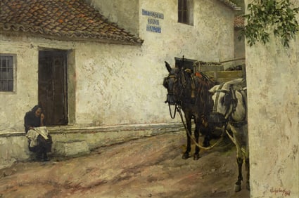 Clark Hulings (1922-2011): Torremolinos, Spain, Old Woman 1968