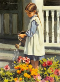 Tom Browning (1949- ): Watering Flowers, 1991