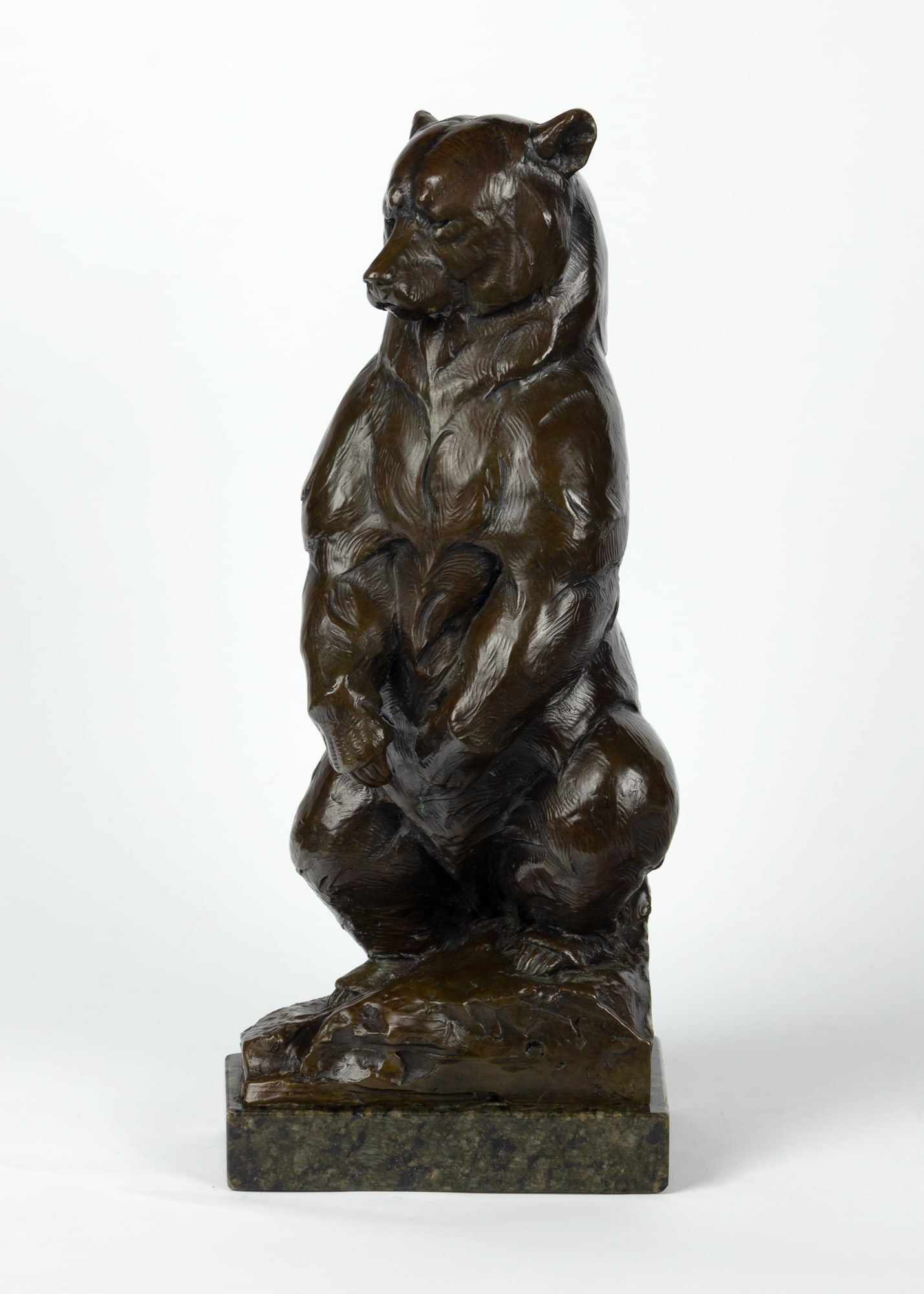 Dan Ostermiller (1956- ): Ursus, 1997: Dan Ostermiller (1956- ): Ursus, 1997 Medium: bronze, 3/20 Dimensions: 15 7/8 x 7 1/4 x 6 Framed/base dimensions:17 13/16 x 7 1/2 x 6 3/4 Signature: inscribed: © Dan Ostermiller '97 3/20 Provenance: