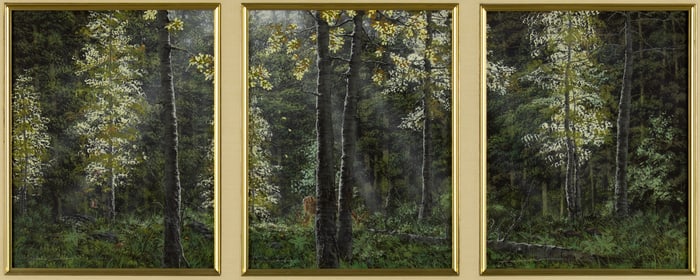 Frank Magsino (1937- ): Home in the Forest Triptych