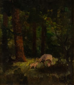 Hans Kleiber (1887-1967): Teton Mountain Deer - Alta, WY
