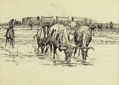 James Ralston (1896-1987): They Camped Their Wagons in a Ring, 1945