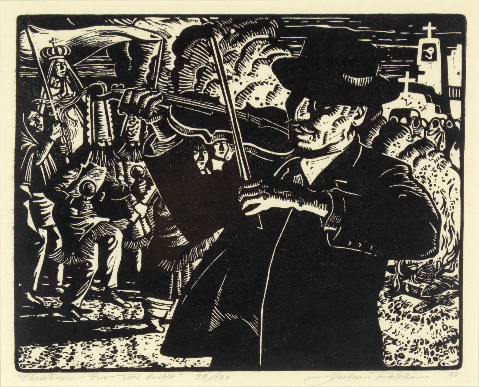 Julian Robles (1933-2023): Christmas Eve - Taos Pueblo, 1986 (1 of 3)