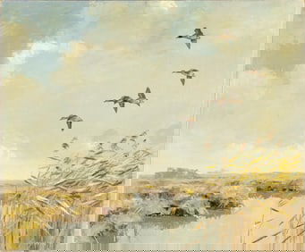 Josephus Schrijnder (1894-1968): Ducks in Flight