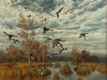 Rod Serbousek (1958- ): Ducks on the Marsh