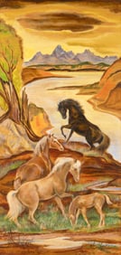 Carl Roters (1898-1989), Wild Horses in Teton Valley, 1983