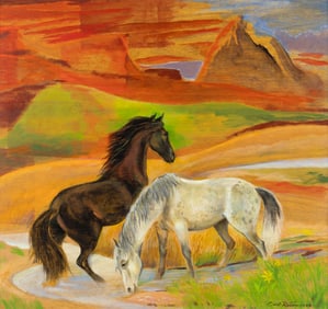 Carl Roters (1898-1989), Wyoming Wild Horses, 1984