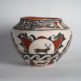 Louise Amos (1946- ), Zuni Polychrome Olla, c. 1970