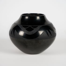 Maria Martinez (1887-1980), San Ildefonso Blackware Olla with Avanyu Design, c. 1920