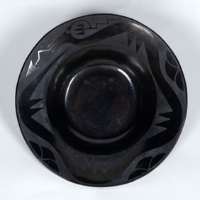 Maria Martinez (1887-1980), San Ildefonso Blackware Avanyu Plate, c. 1920