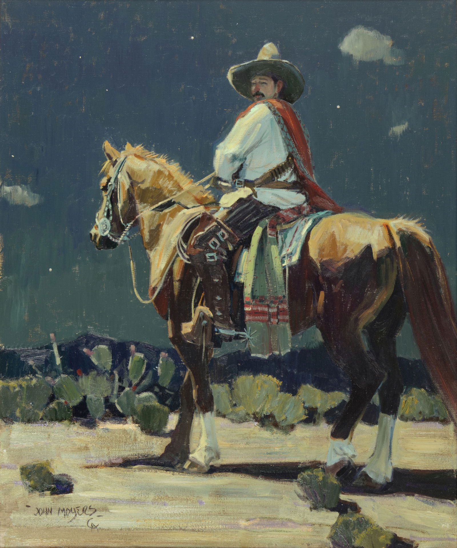 John Moyers (1958- ), Distant Voices: John Moyers (1958- ), Distant Voices Medium: oil on canvas Dimensions (in.): 36 x 30 Framed Dimensions (in.): 44 3/8 x 38 3/8 x 1 1/2 Signature signed lower left: - John Moyers - (artist cipher) verso