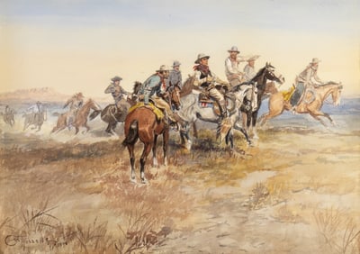 Charles M. Russell (1864-1926), Start of the Roundup, 1898