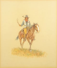Olaf Wieghorst (1899-1988), Indian on Horseback, 1976