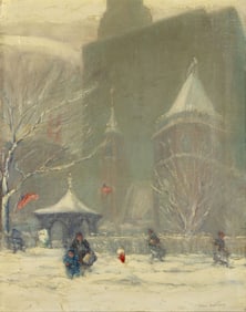 Johann Berthelsen (1883-1972), Snowy Afternoon in Manhattan