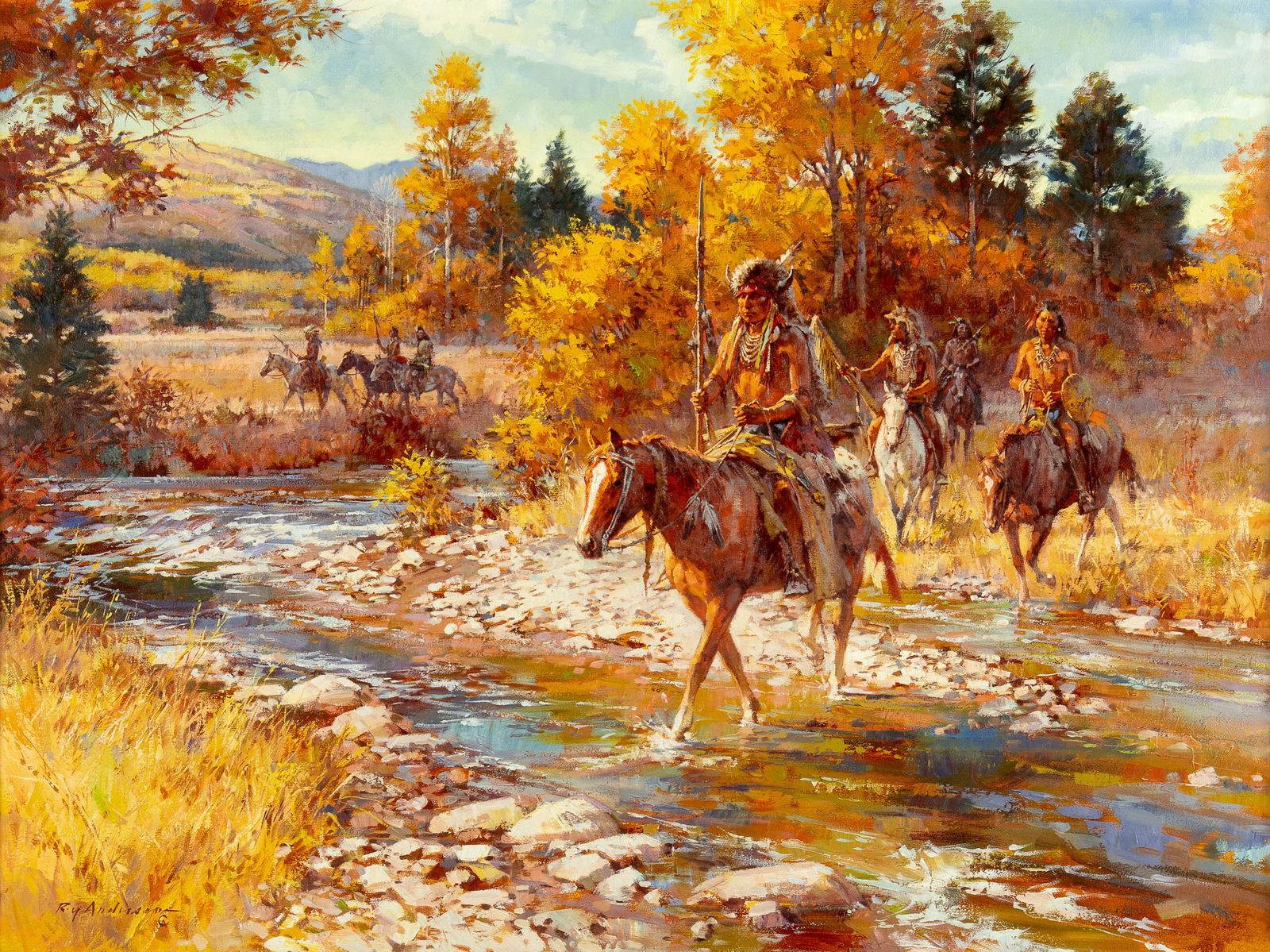 Roy Andersen (1930-2019), Like Wind in the Trees: Roy Andersen (1930-2019), Like Wind in the Trees Medium: oil on canvas Dimensions (in.): 30 x 40 Framed Dimensions (in.): 40 x 50 x 2 1/2 Signature signed lower left: Roy Andersen (artist cipher)