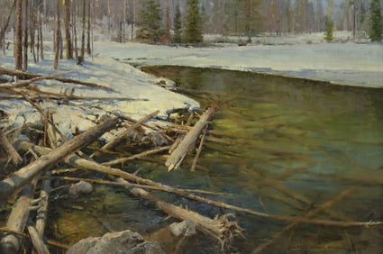 Jim Wilcox (1941- ), Receding Winter at Taggart Lake, 1990