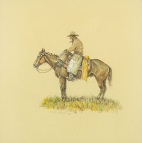 Olaf Wieghorst (1899-1988), Smoking Side Saddle