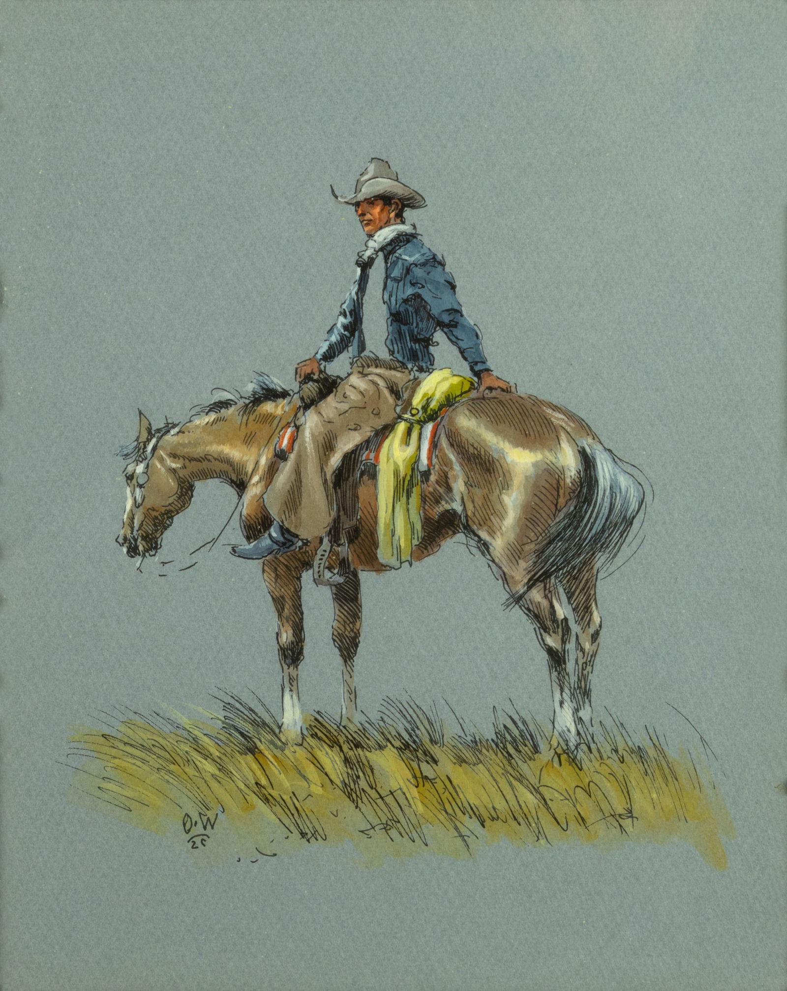 Olaf Wieghorst (1899-1988), Cowboy on Horse (1 of 3)