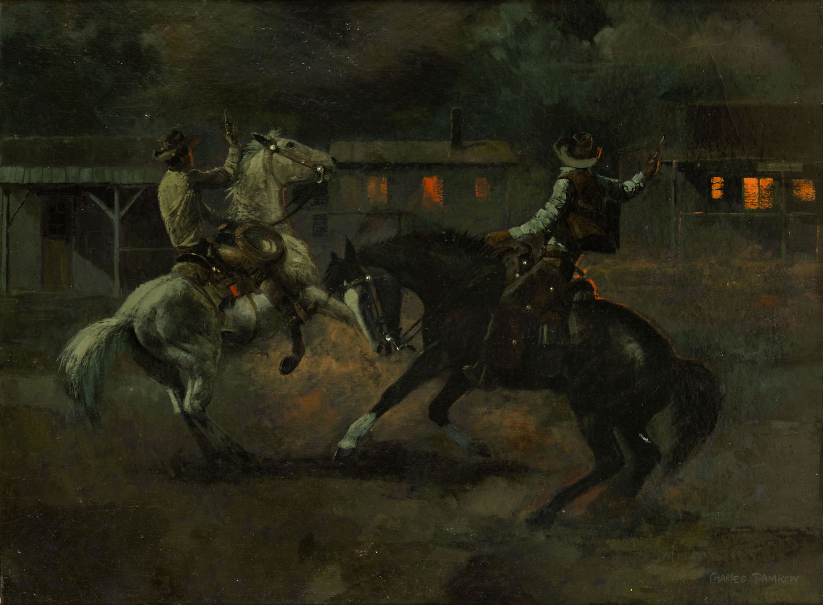 Charles Damrow (1916-1989), Cowboys: Charles Damrow (1916-1989), Cowboys Medium: oil on linen laid on board Dimensions (in.): 30 x 40 Framed Dimensions (in.): 36 1/2 x 46 1/2 x 1 1/2 Signature signed lower right: Charles Damrow Pr